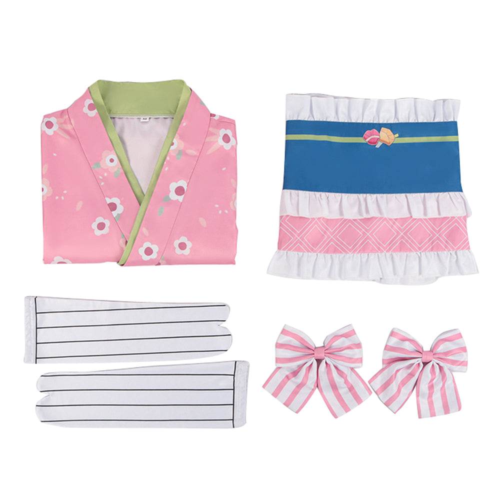 Kanroji Mitsuri Cosplay Costume Women Pink Kimono Party Carnival - Ecosfun