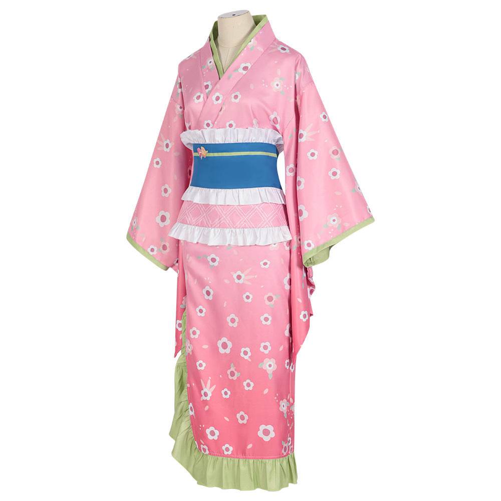 Kanroji Mitsuri Cosplay Costume Women Pink Kimono Party Carnival - Ecosfun
