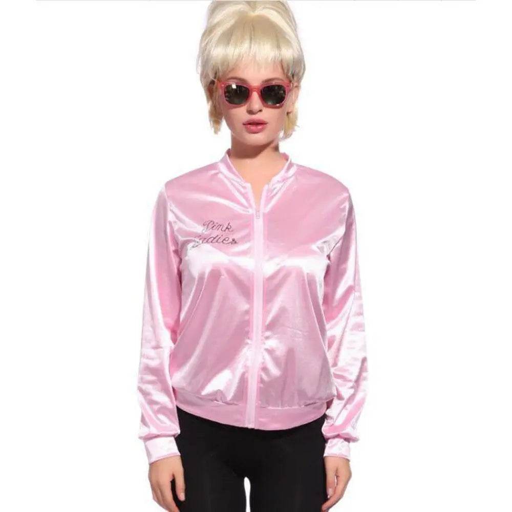 1950s Grease Pink Lady Ladies Satin Jacket Top Fancy Dress Up Costume - Ecosfun