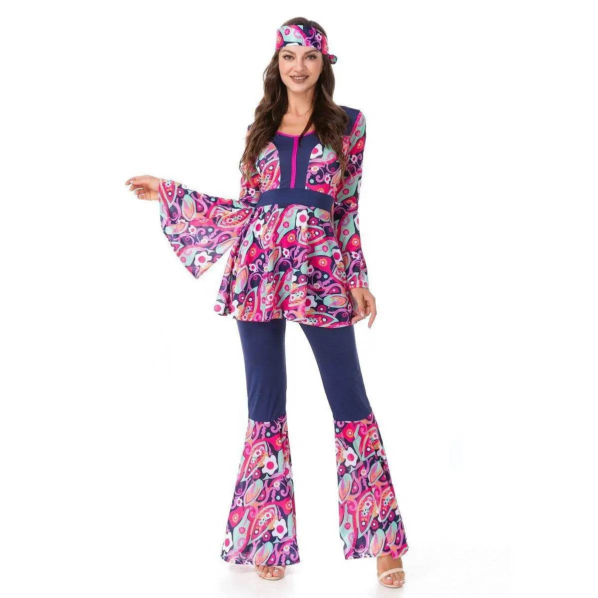 1970s Retro Disco Couple Hippie Hhip Hop Stage Costume Women Men Fancy Dress Halloween - Ecosfun