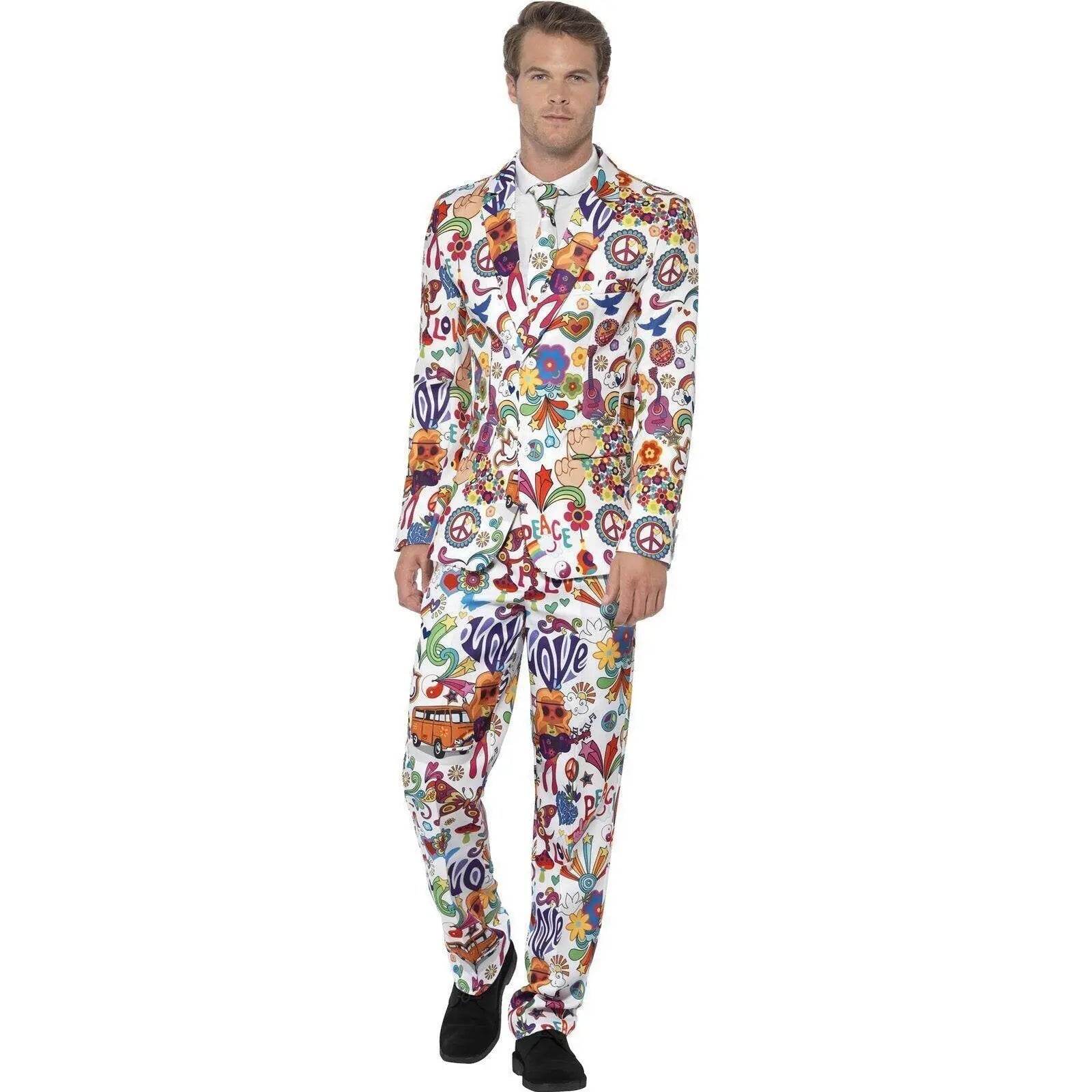 1980s Love Flower Print Suit 80s Costumes Cosplay Party Carnival - Ecosfun
