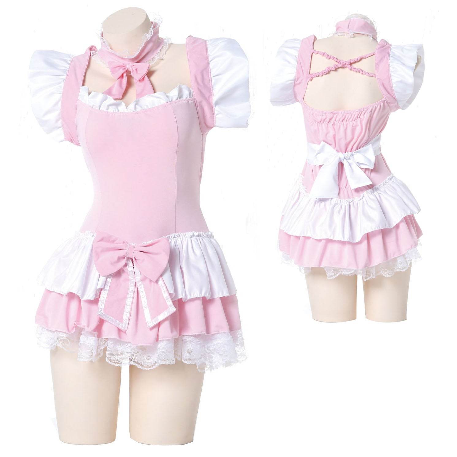 Pink Maid Uniform Role Play Sexy Performance Stage Costume - Ecosfun