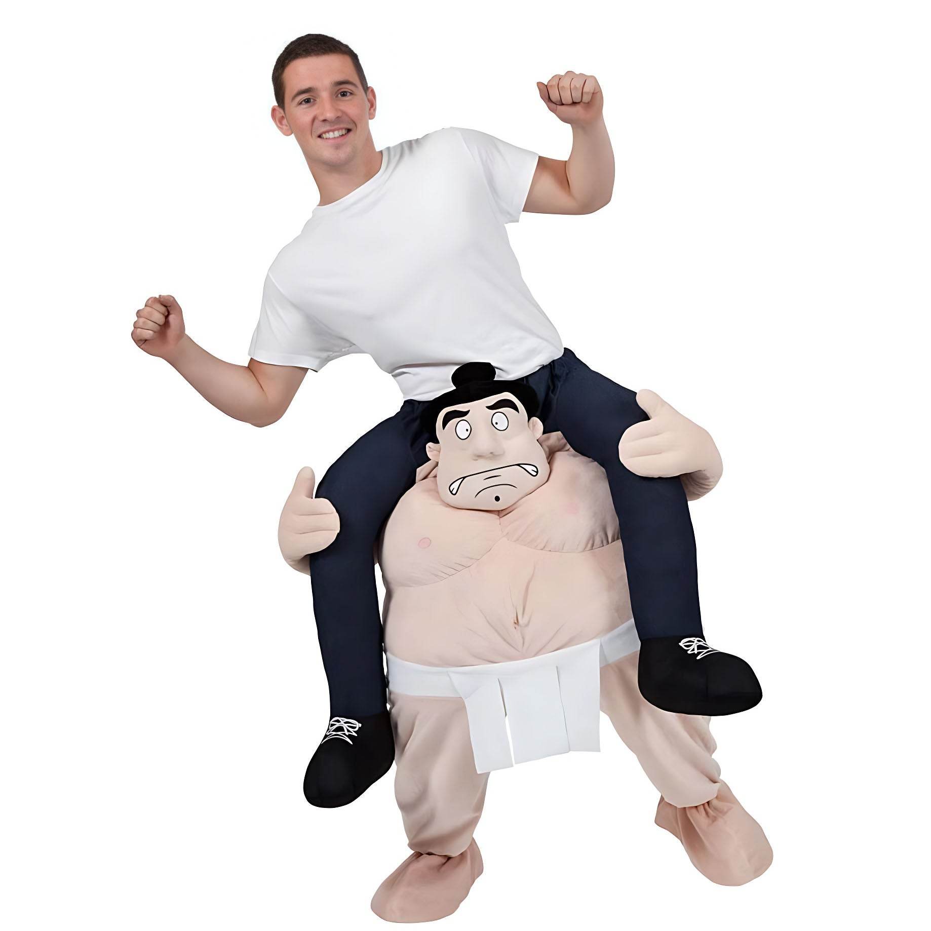 Striped Uncle White Beard Red Checkered Sumo Funny Puppet Costumes - Ecosfun