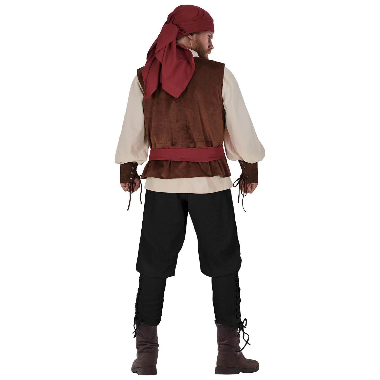 Halloween Caribbean Pirates Vest Adult Stage Costume - Ecosfun
