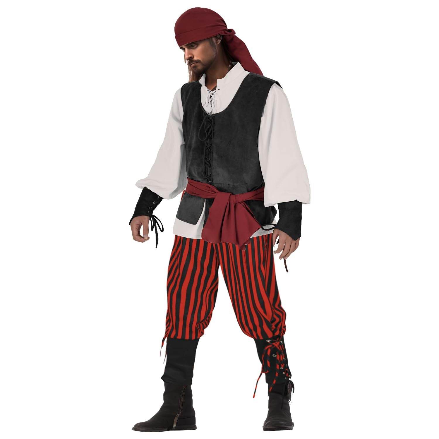 Halloween Caribbean Pirates Vest Adult Stage Costume - Ecosfun