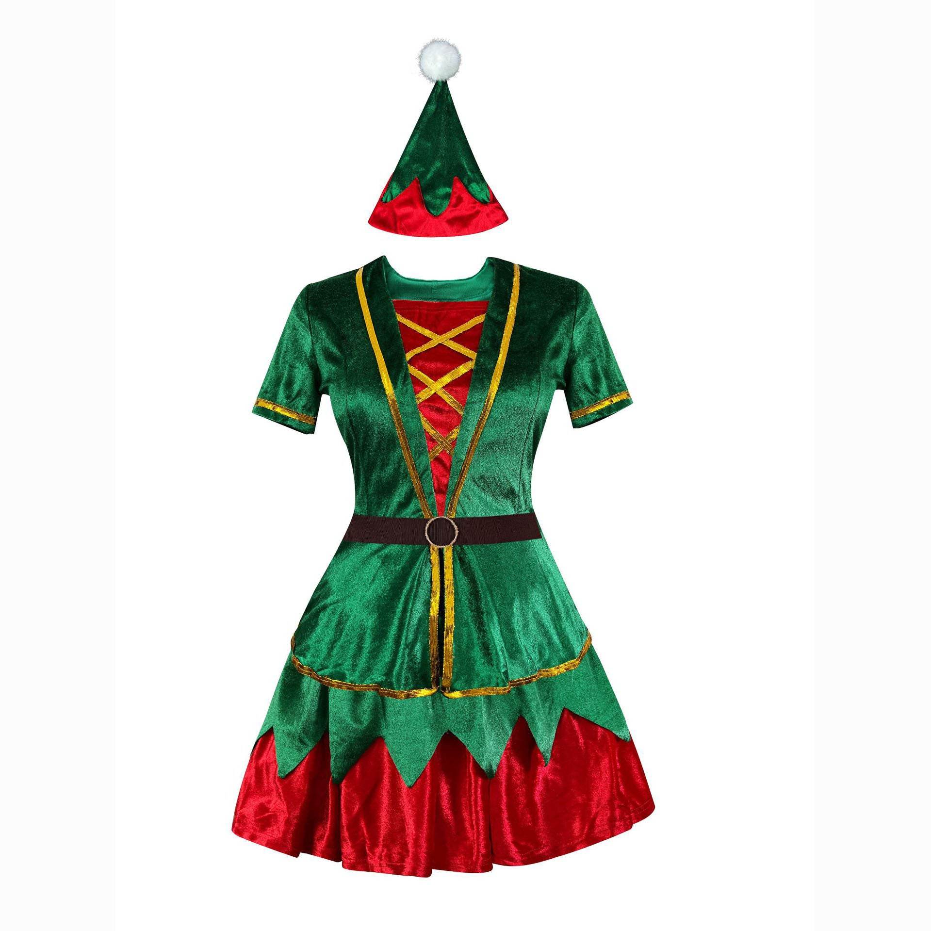 Green Christmas Party dress Costume adult couple stage costume - Ecosfun