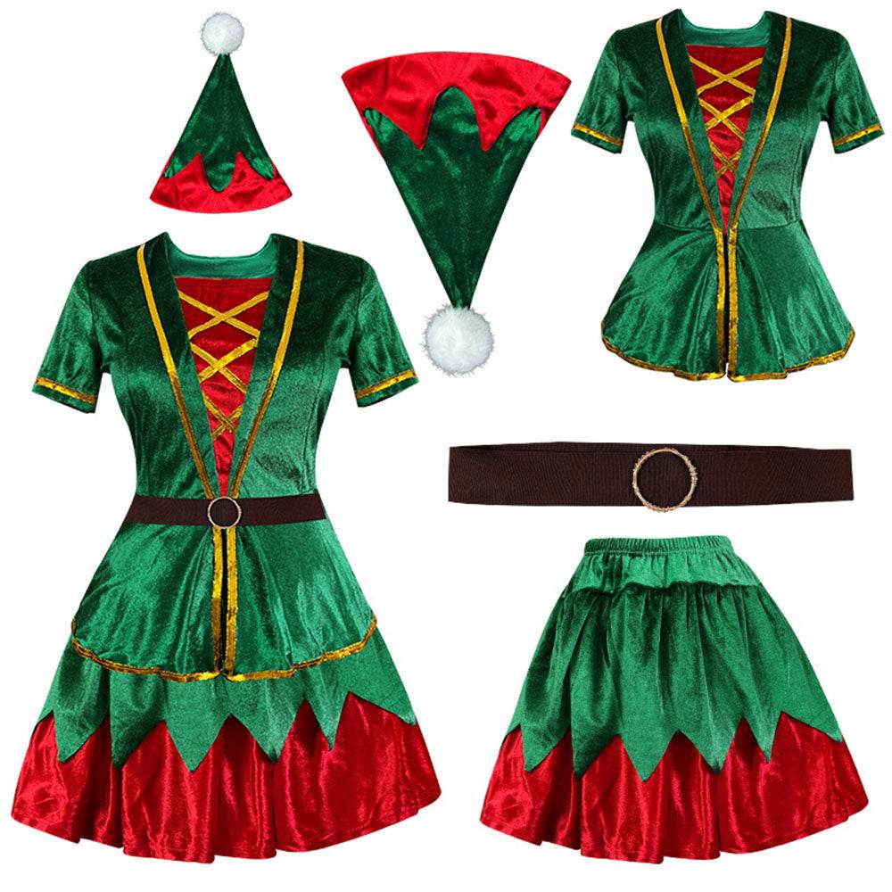 Green Christmas Party dress Costume adult couple stage costume - Ecosfun