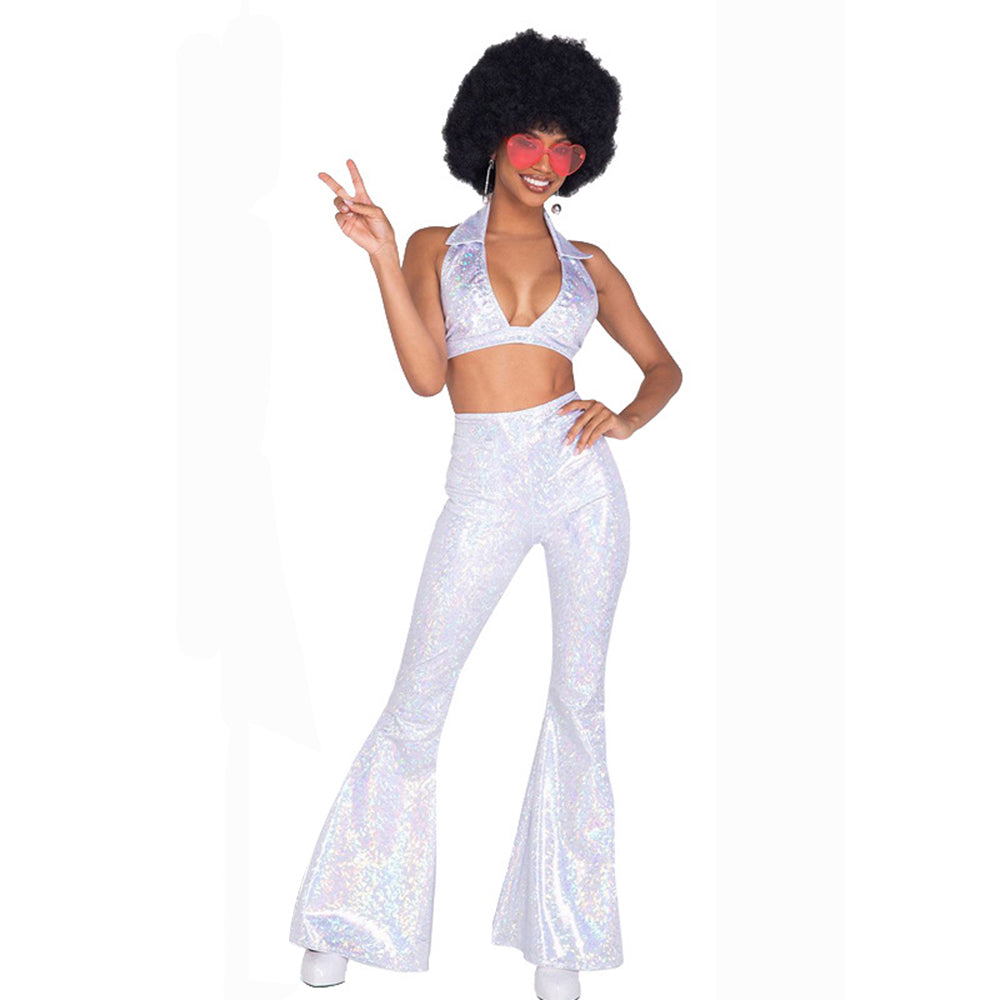 Hip Hop Rock Hippie 70s Costumes Cosplay Halloween Carnival Jumpsuit Female
