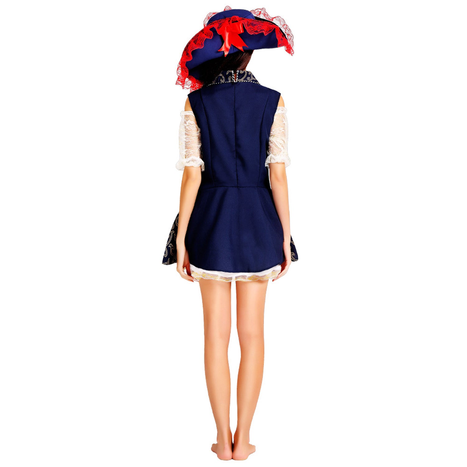 Blue Pattern Pirate Uniform Costume For Party Women Halloween