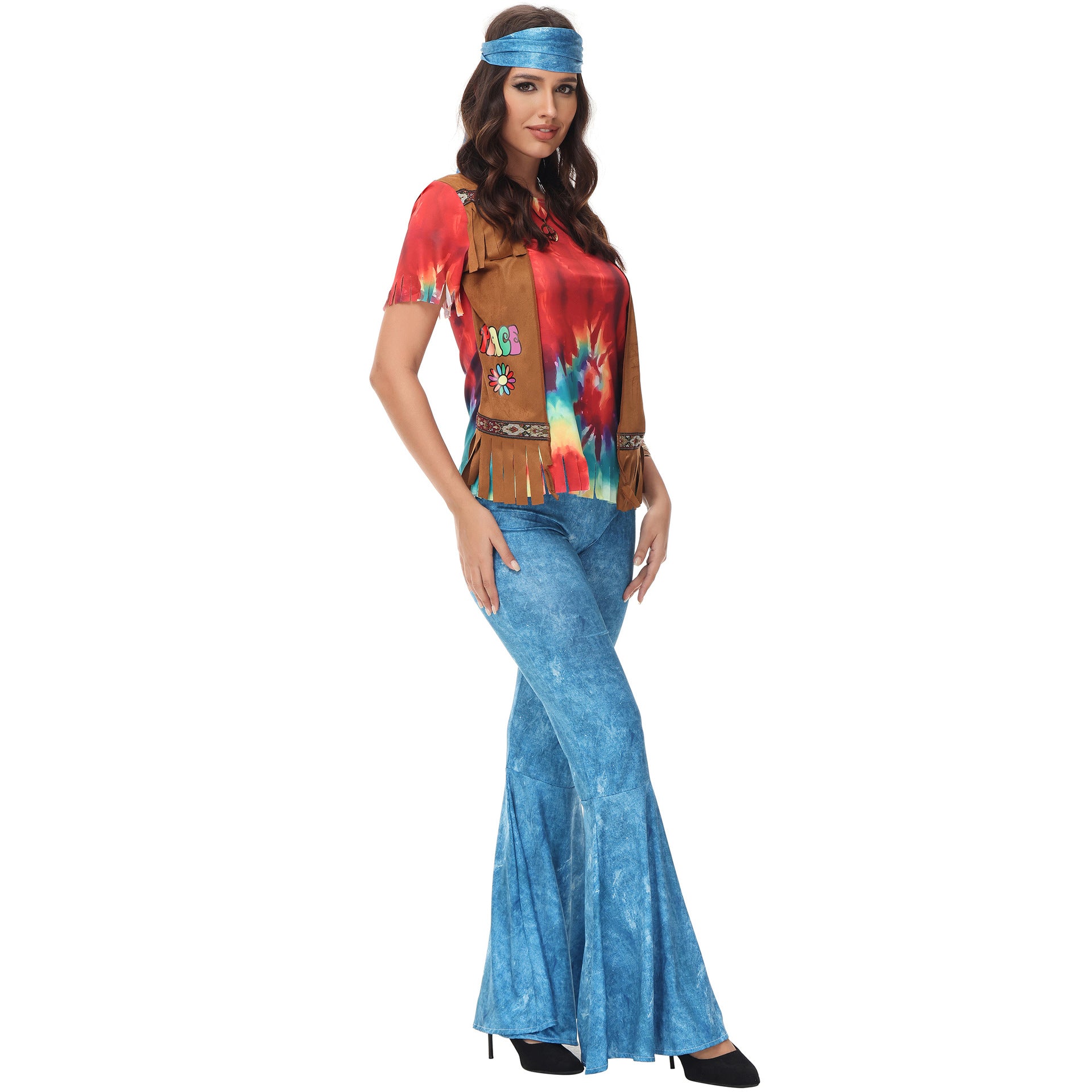 Costume de fête adulte costume disco hippie années 70 80