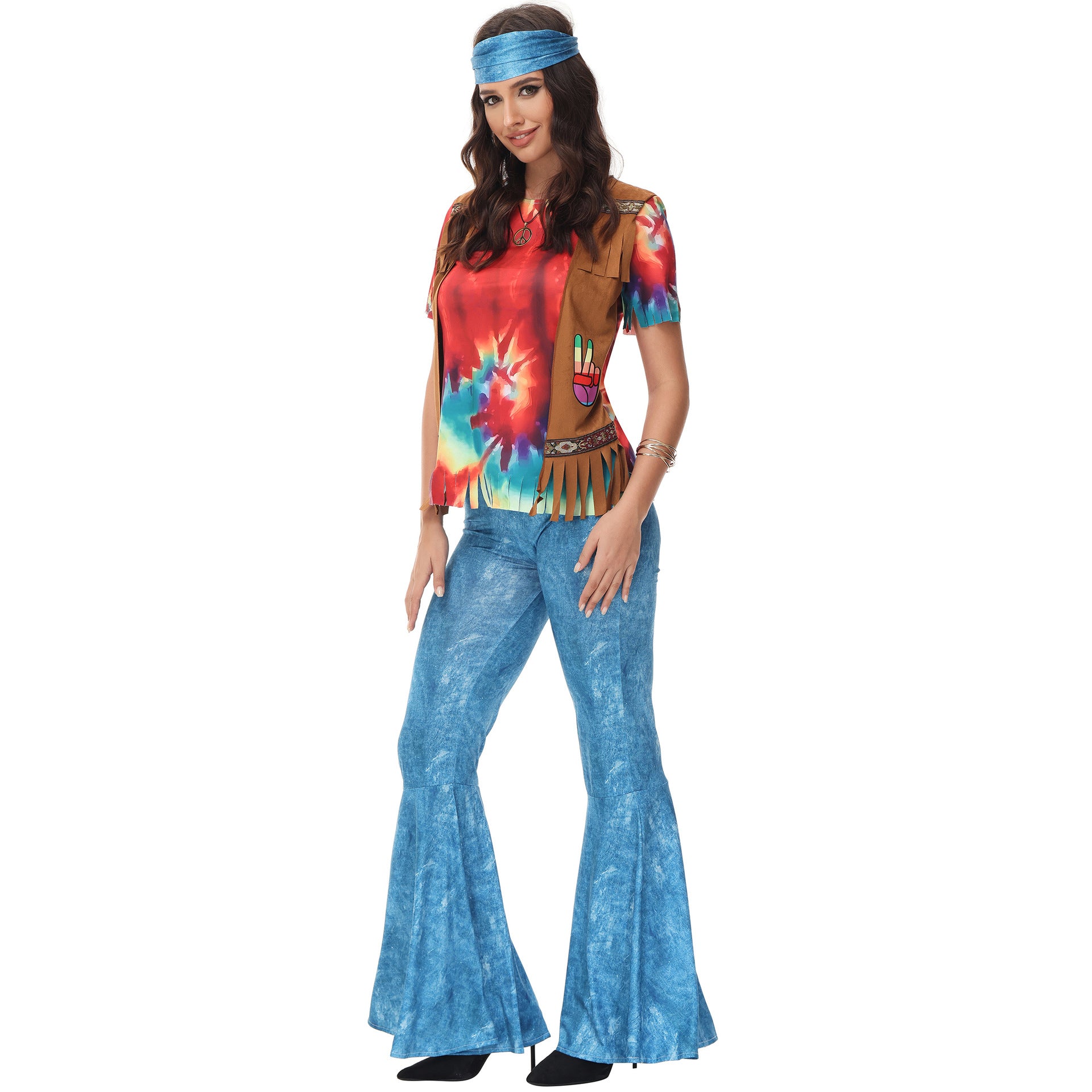 Costume de fête adulte costume disco hippie années 70 80