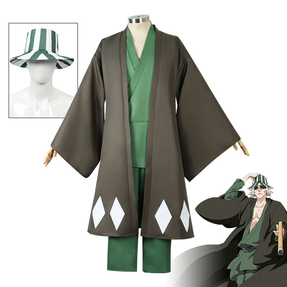 Costume de cosplay complet Bleach Urahara Kisuke avec chapeau