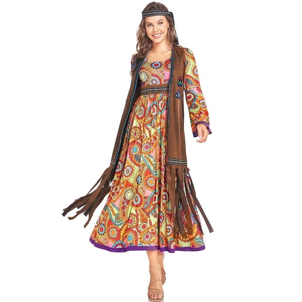 60-70s Retro Disco Hippie Halloween Costume Carnival Ballroom Performance Costume - Ecosfun