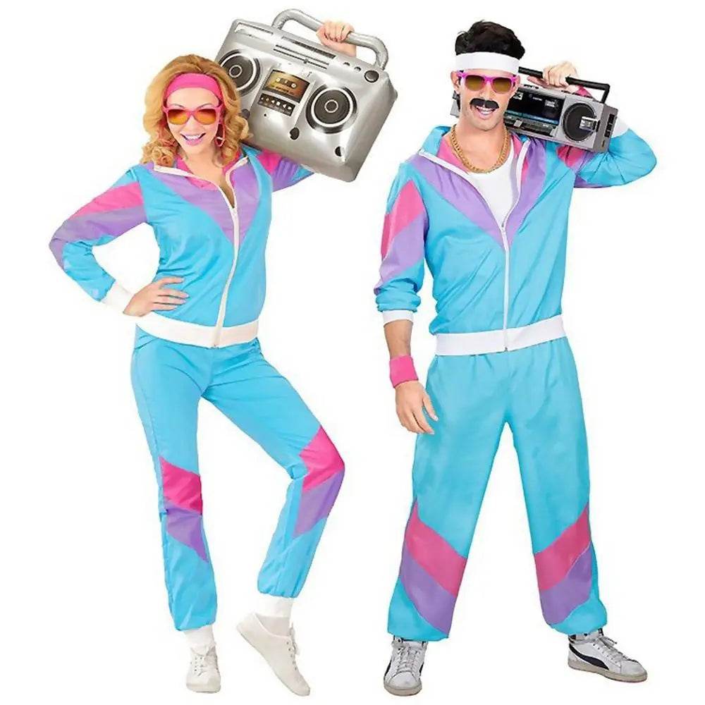 80s Retro Disco Hip Hop Fancy Dress Adult Costume Outfits Carnival Suit - Ecosfun