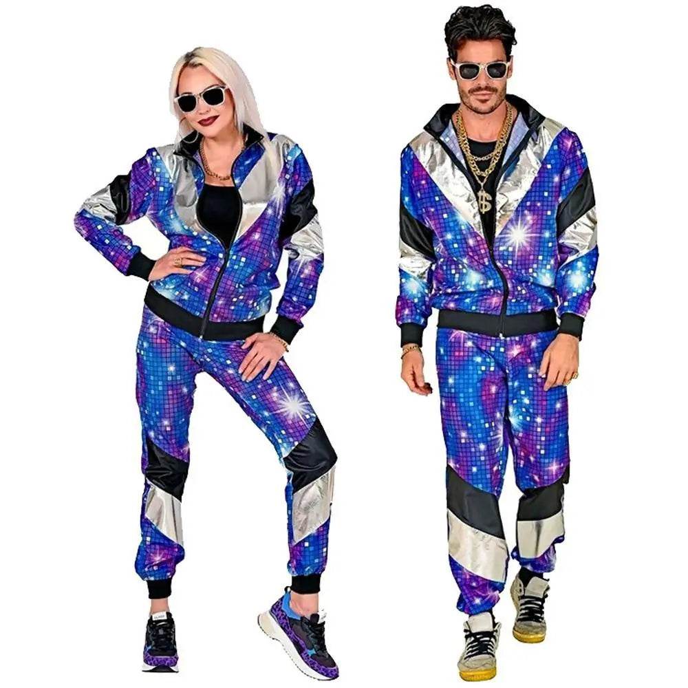 80s Retro Disco Hip Hop Fancy Dress Adult Costume Outfits Carnival Suit - Ecosfun