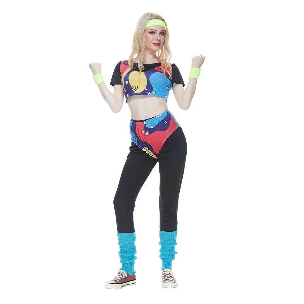 80s Retro Disco Hip Hop Sports Suit Fancy Dress Halloween Costume Dance Outfit - Ecosfun