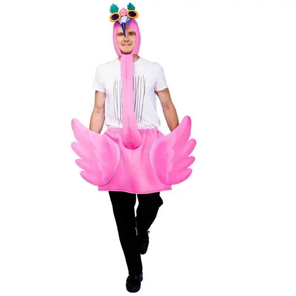 Adult Man Pink Flamingo Funny Jumpsuit Cosplay Stage Performance Costume - Ecosfun