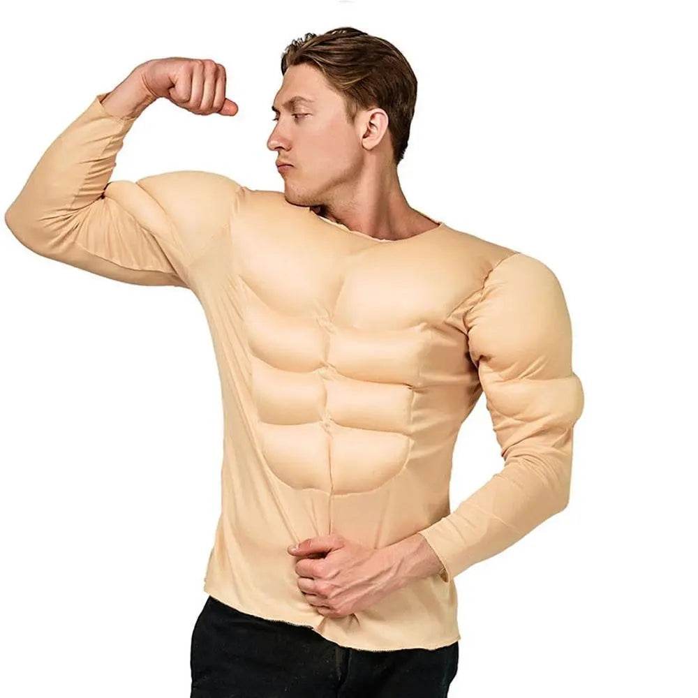 Adult Muscle T-Shirt Costume Funny Fake Abs Costume Masquerade Cosplay - Ecosfun