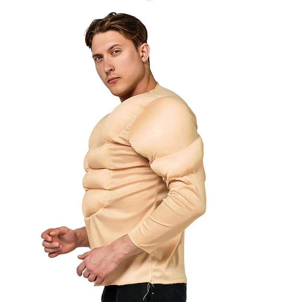 Adult Muscle T-Shirt Costume Funny Fake Abs Costume Masquerade Cosplay - Ecosfun
