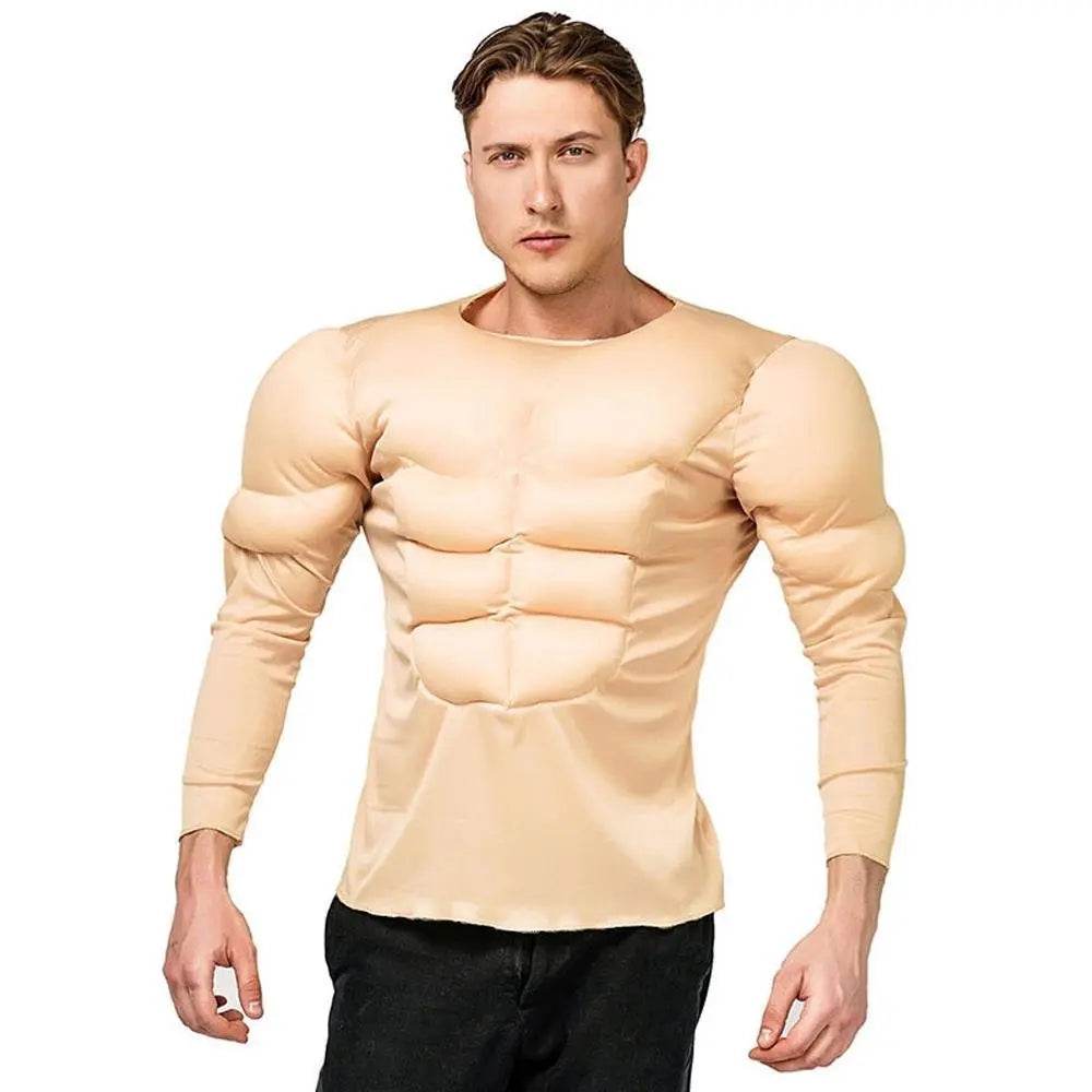 Adult Muscle T-Shirt Costume Funny Fake Abs Costume Masquerade Cosplay - Ecosfun