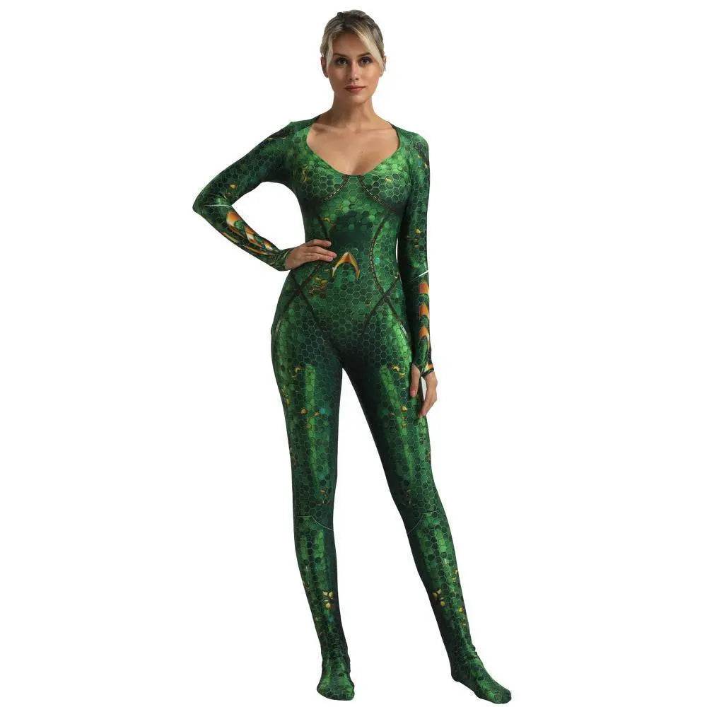 Aquaman Wife Mera Cosplay Costume Zentai Bodysuit for Halloween Party - Ecosfun
