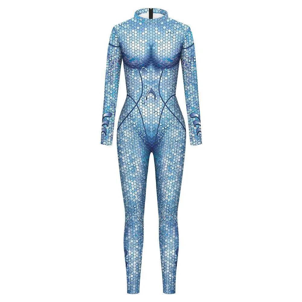 Atlanna Queen Aquaman Cosplay Costume Jumpsuit Halloween Sequined Catsuit Party Zentai - Ecosfun