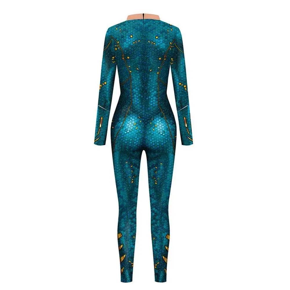 Atlanna Queen Aquaman Cosplay Costume Jumpsuit Halloween Sequined Catsuit Party Zentai - Ecosfun