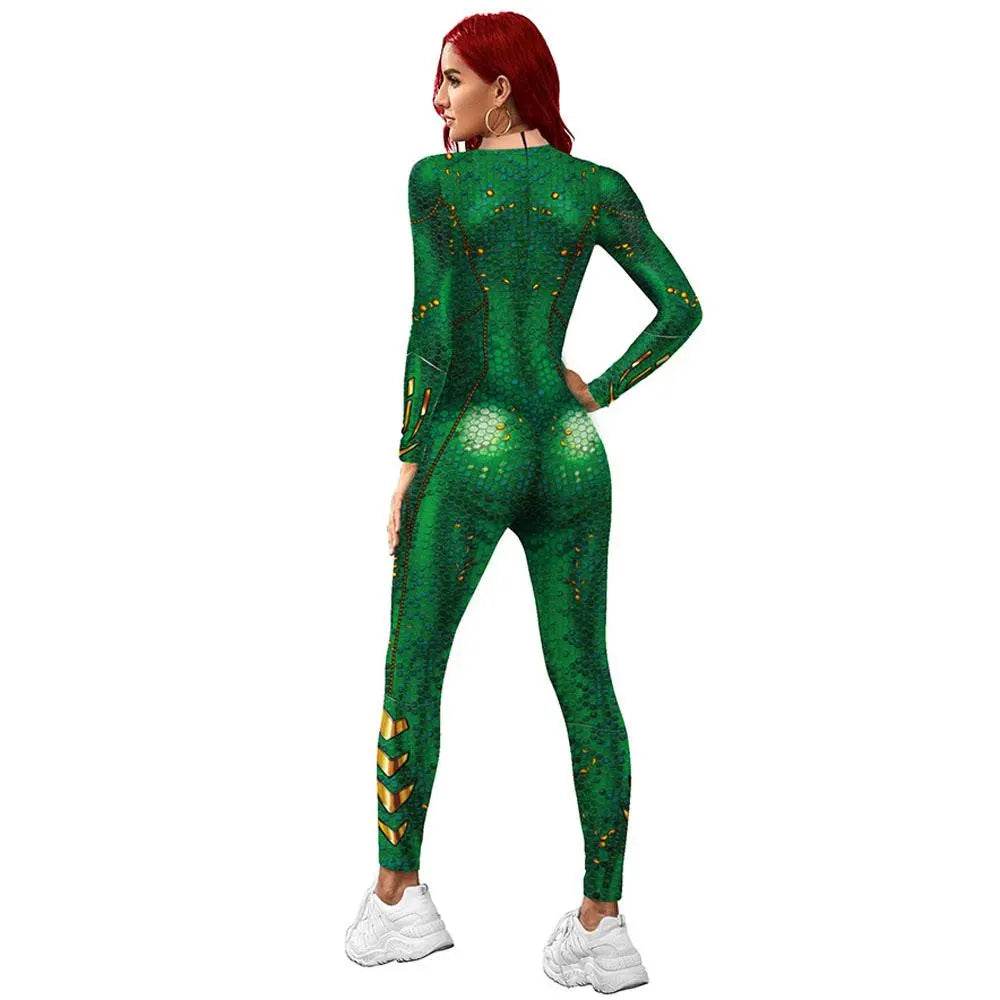Atlanna Queen Aquaman Cosplay Costume Jumpsuit Halloween Sequined Catsuit Party Zentai - Ecosfun