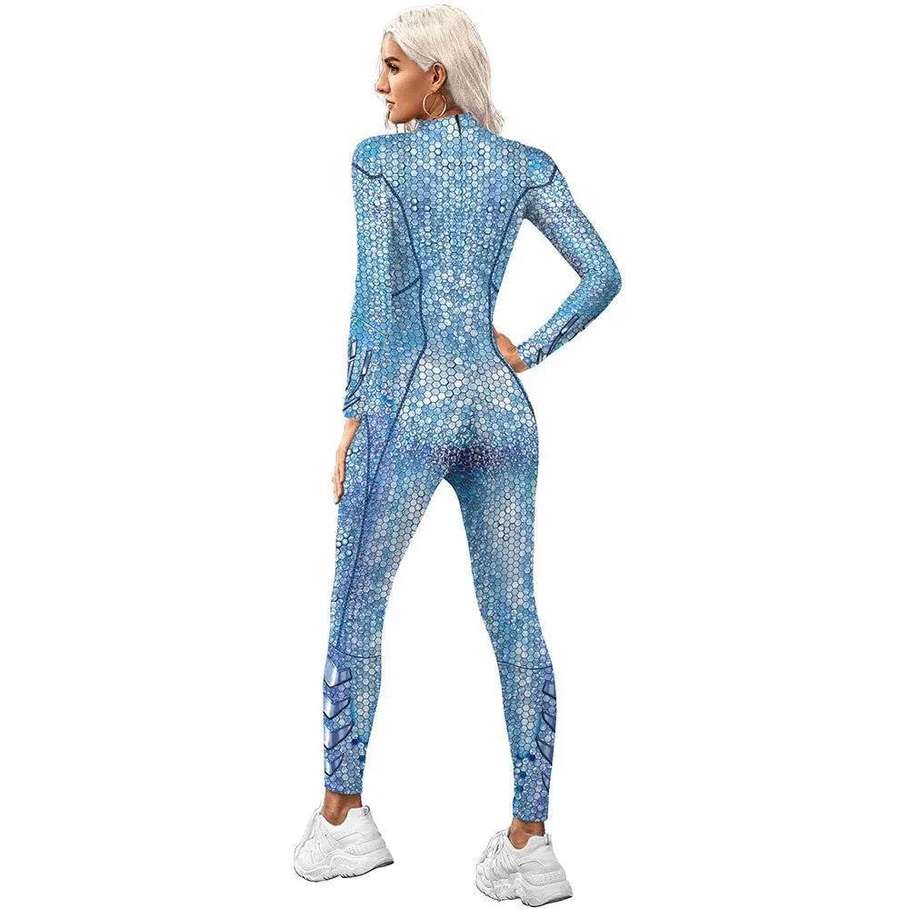 Atlanna Queen Aquaman Cosplay Costume Jumpsuit Halloween Sequined Catsuit Party Zentai - Ecosfun