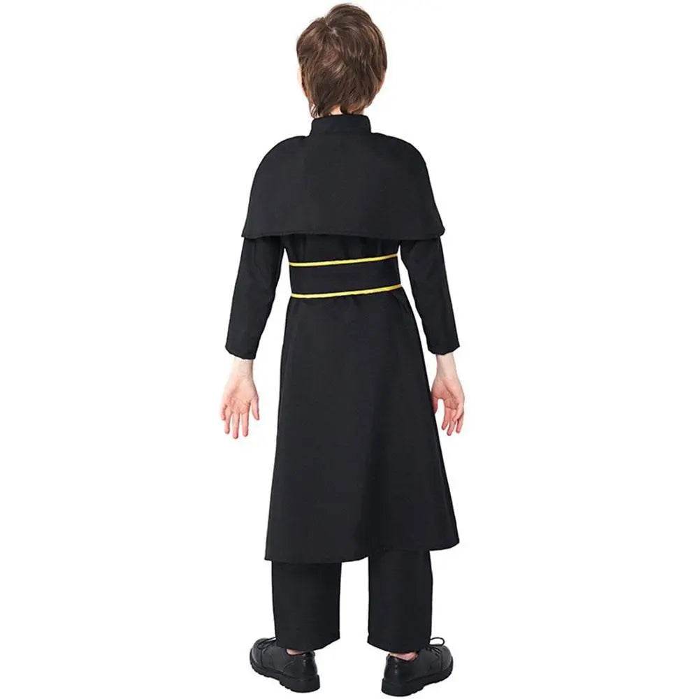 Black Robed Priest Halloween Outfits Carnival Cosplay Costume For Kids - Ecosfun