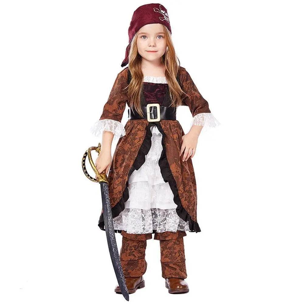 Caribbean Pirate Costume Queen Catrina Cosplay Fancy Dress Up Halloween Party Outfits - Ecosfun