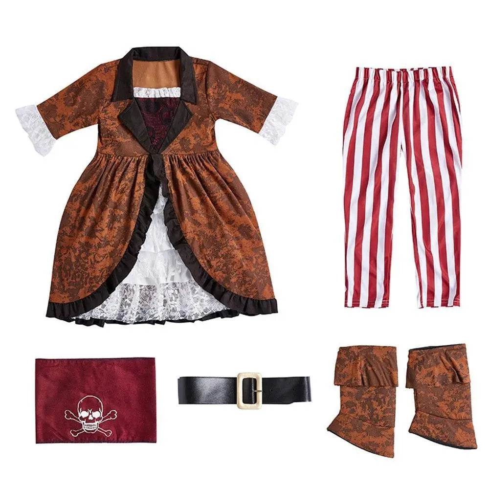 Caribbean Pirate Costume Queen Catrina Cosplay Fancy Dress Up Halloween Party Outfits - Ecosfun