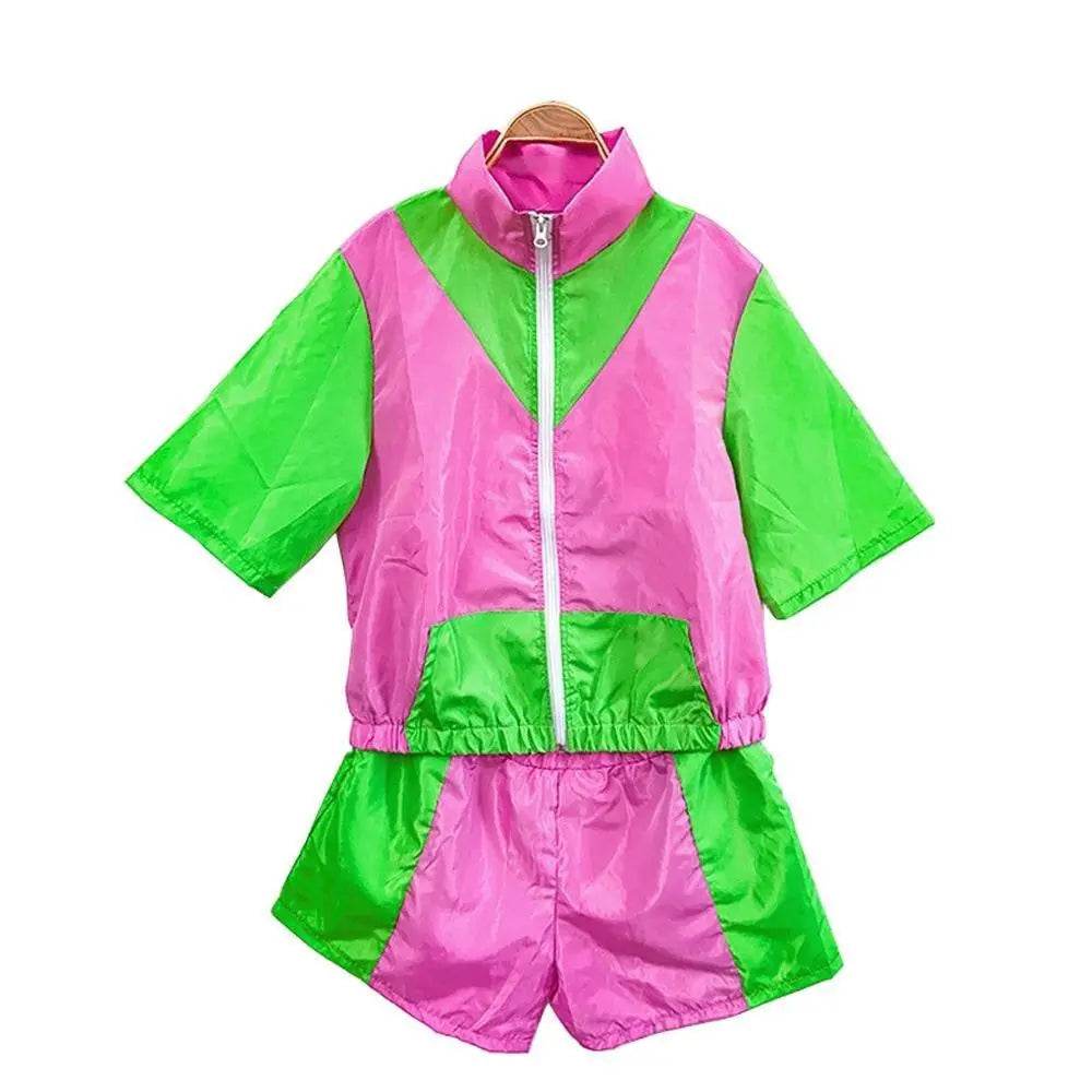 Carnival Disco Retro 80s Outfits Zipper Women's Sportswear Hip Hop Stage Costume - Ecosfun