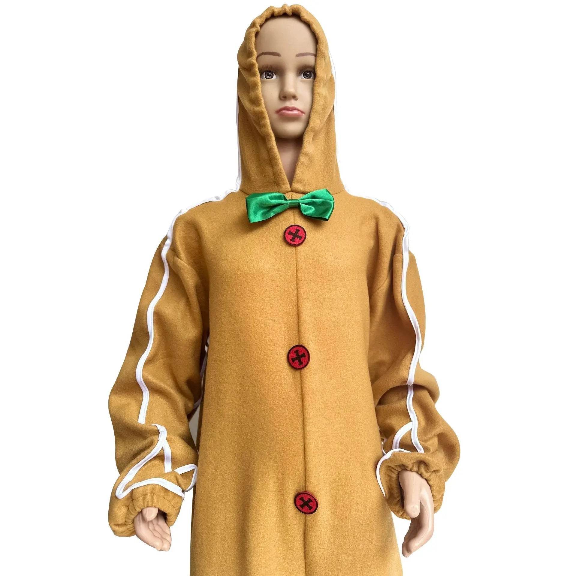 Children's Christmas Gingerbread Man Cosplay Costume One-Piece Pajamas - Ecosfun