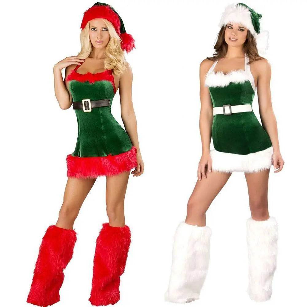 Christmas Sexy Green Tree Suit Santa Claus Costumes Adults Uniform - Ecosfun