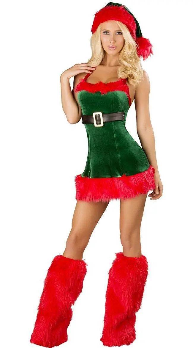 Christmas Sexy Green Tree Suit Santa Claus Costumes Adults Uniform - Ecosfun