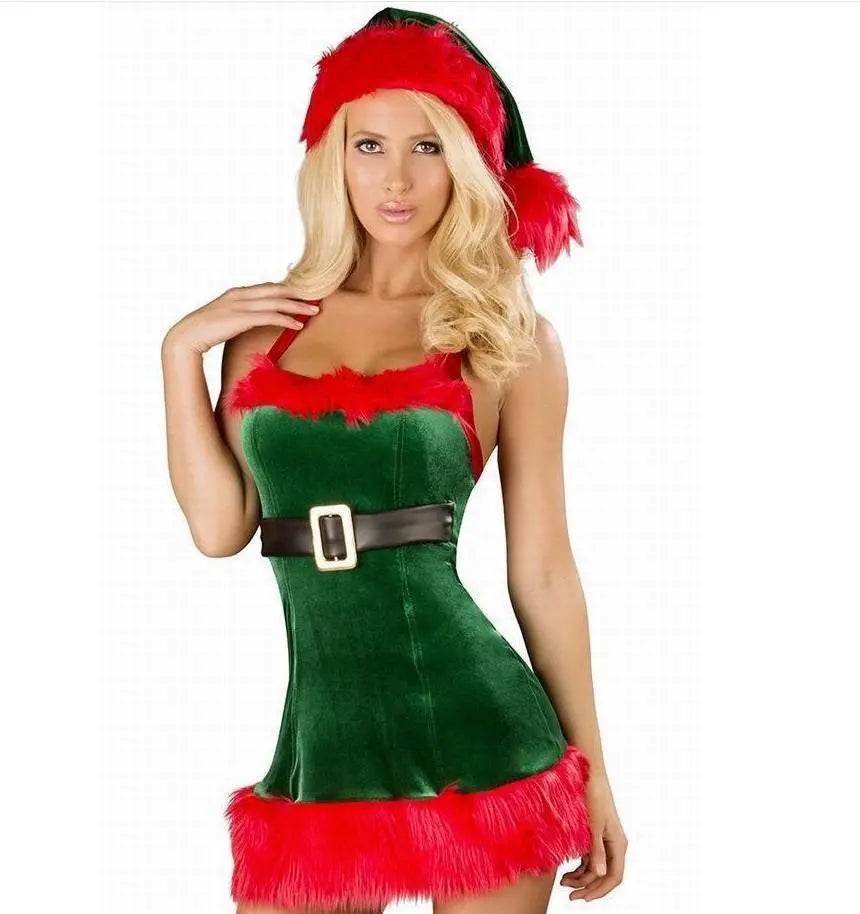 Christmas Sexy Green Tree Suit Santa Claus Costumes Adults Uniform - Ecosfun
