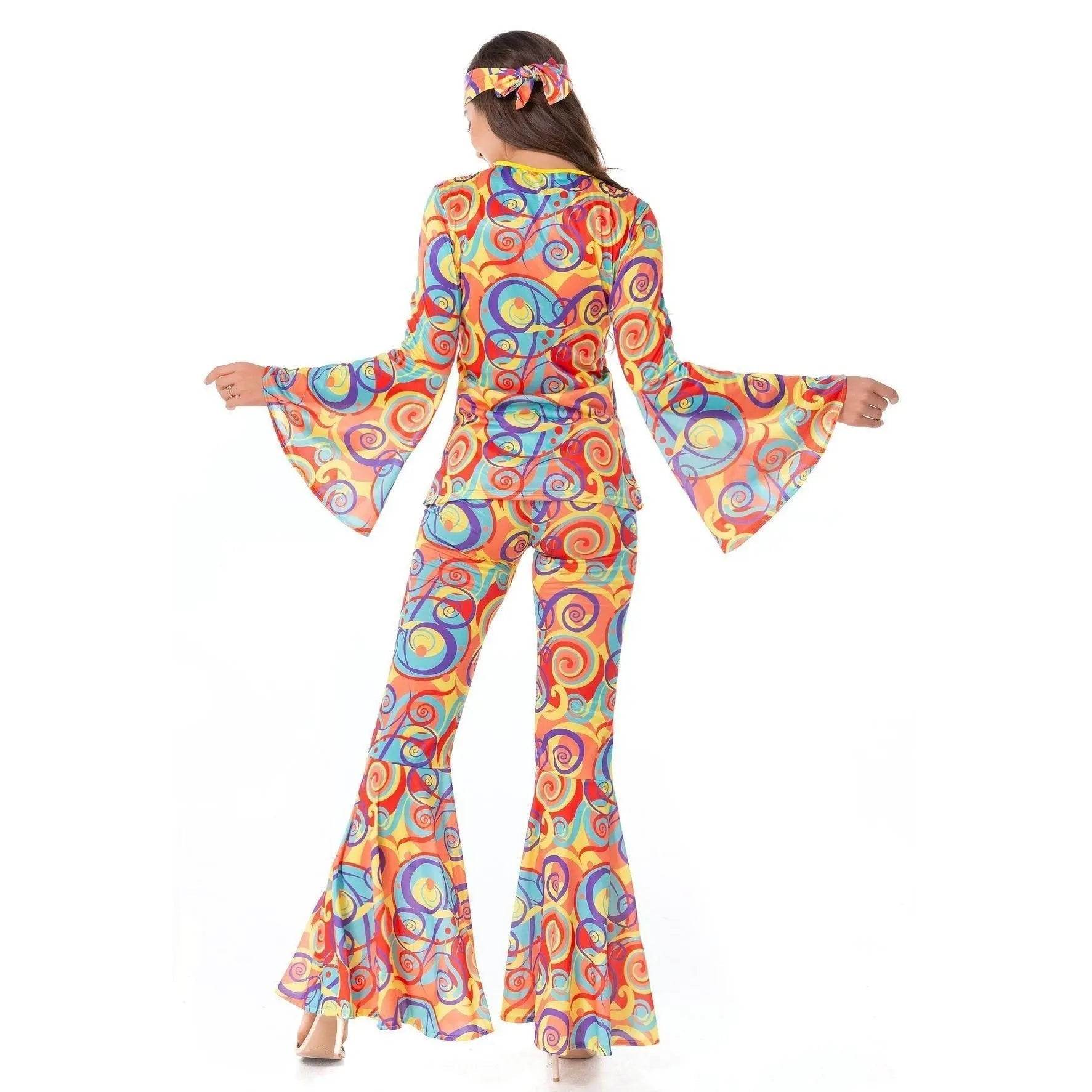 Disco 70s Fancy Dress Retro hip-hop hippie Couple Stage Costumes Halloween - Ecosfun