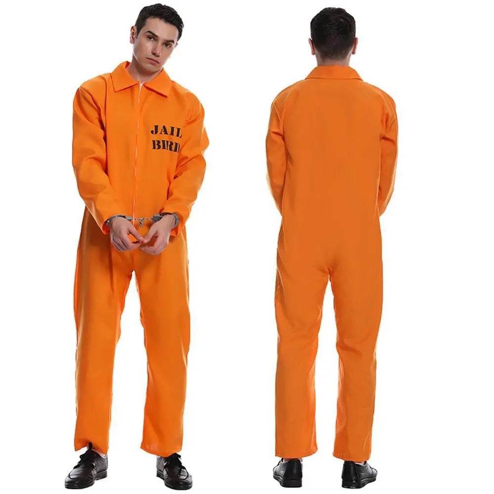 Escaped Prisoner Costume Cosplay Party Jumpsuit Uniform Suit Halloween For Men Women - Ecosfun