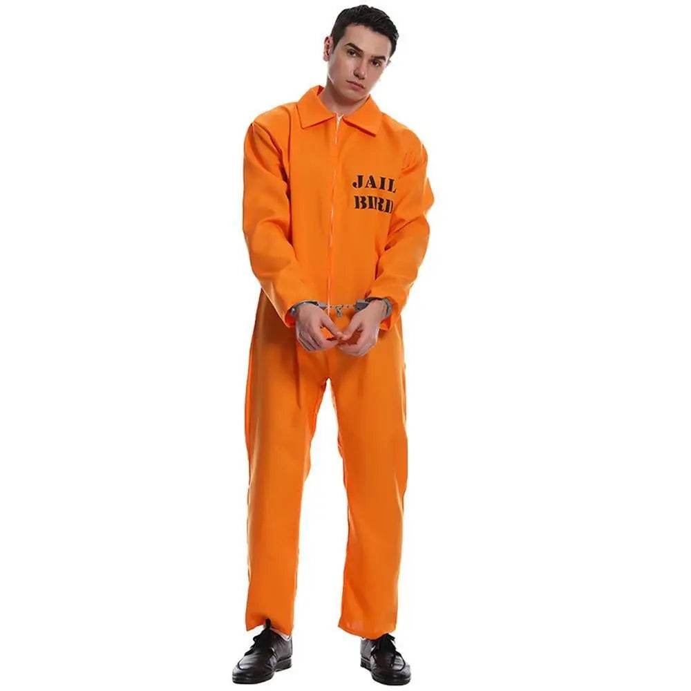 Escaped Prisoner Costume Cosplay Party Jumpsuit Uniform Suit Halloween For Men Women - Ecosfun