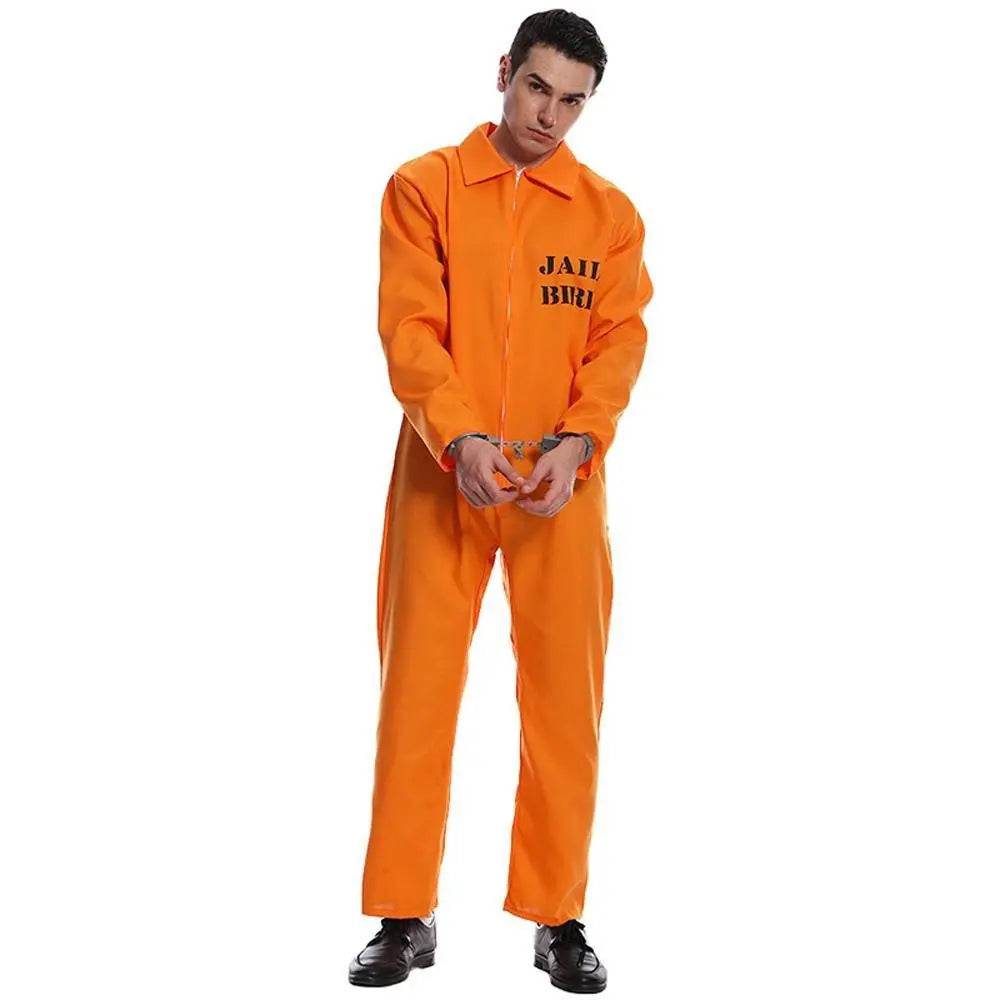 Escaped Prisoner Costume Cosplay Party Jumpsuit Uniform Suit Halloween For Men Women - Ecosfun