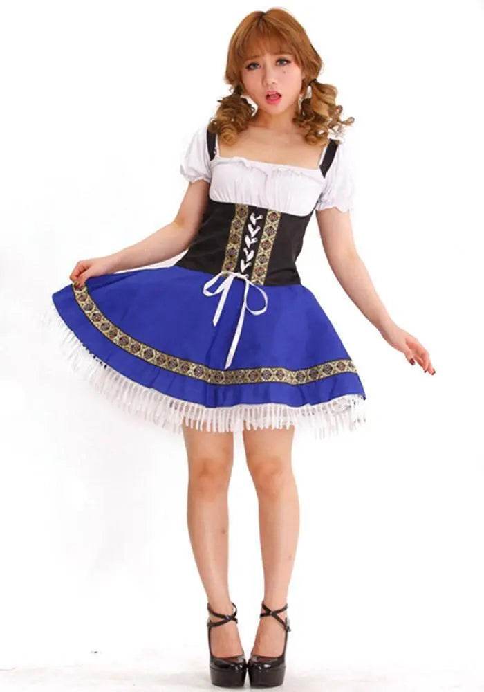 German Oktoberfest Outfit Beer Bavarian Waitress Serving Maid Outfit Cosplay Costume - Ecosfun