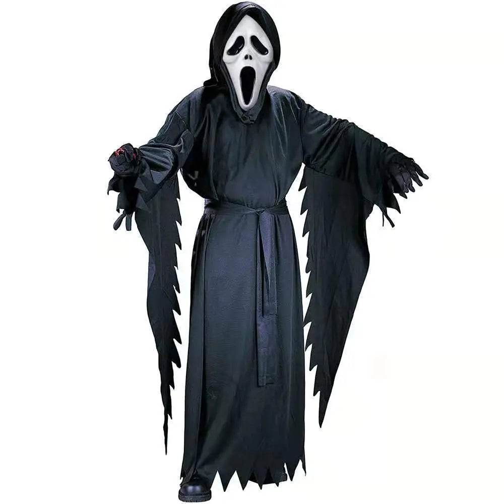 Ghost Face Bleeding Scream Zombie Cosplay Costume Halloween Party Outfit Dress Up For Adult Kids - Ecosfun