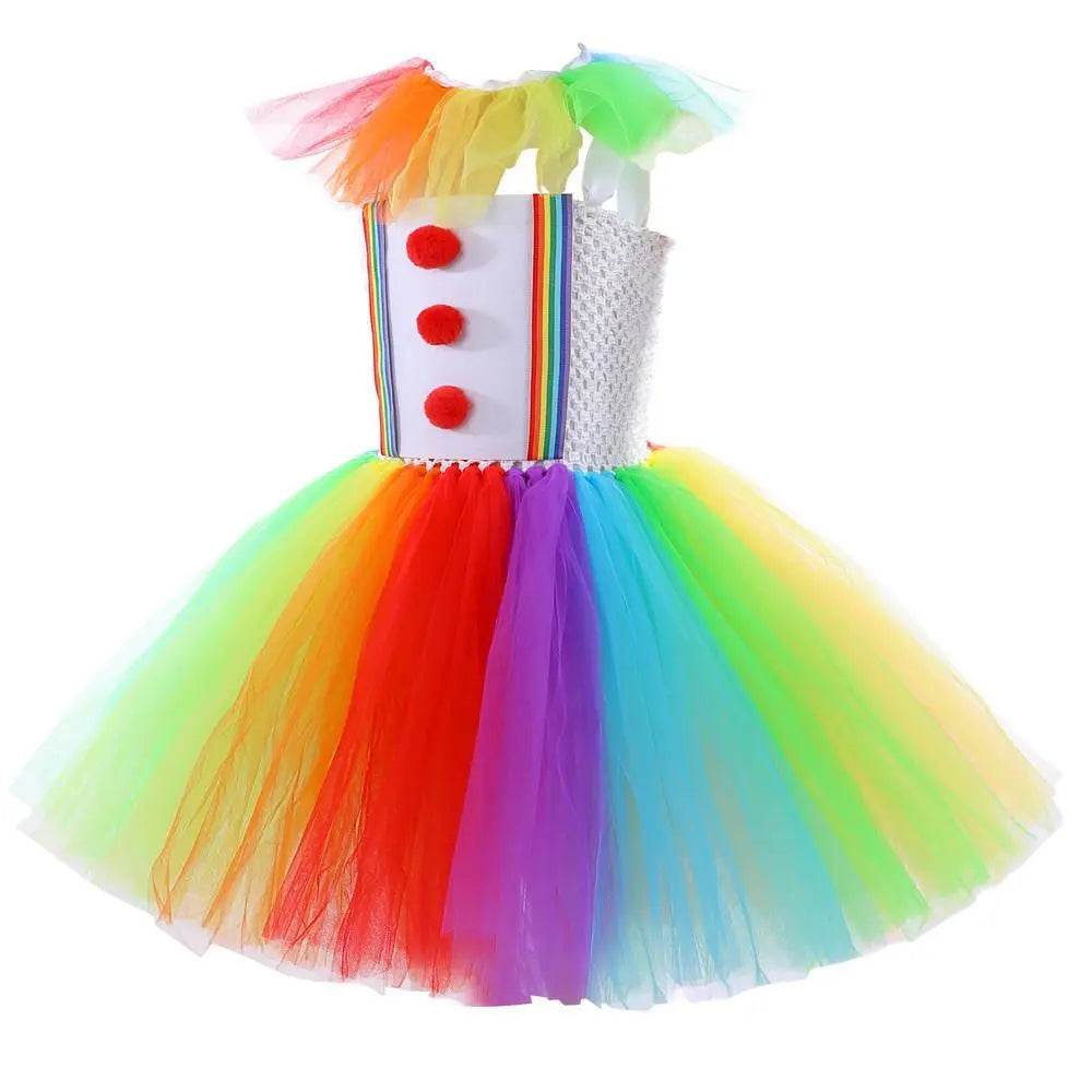 Girls' Clown Flower Princess Sleeve Tutu Dress Embroidery Party Bridesmaid Dresses - Ecosfun
