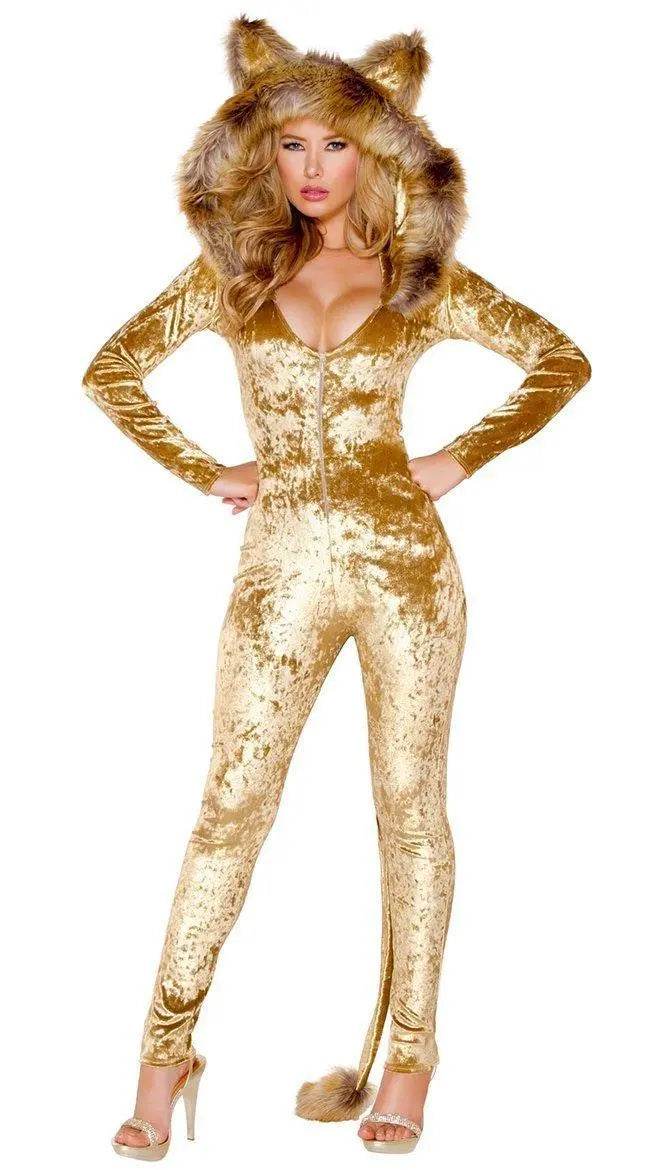 Halloween Women Furry Animal Cosplay Catwomen Costumes Jumpsuit - Ecosfun