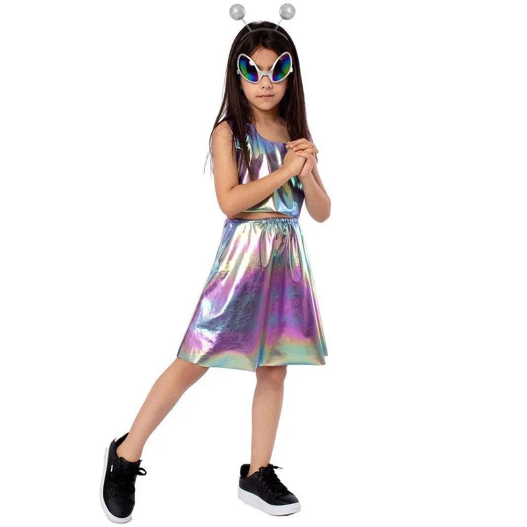 Kids Alien Role Play Costume Halloween Skirt Outfit for School Stage Performances - Ecosfun