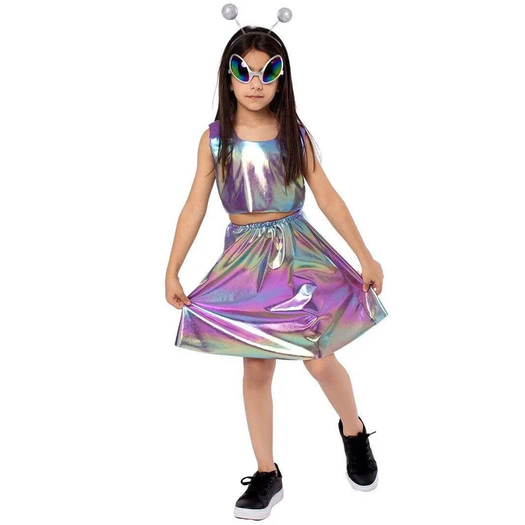 Kids Alien Role Play Costume Halloween Skirt Outfit for School Stage Performances - Ecosfun
