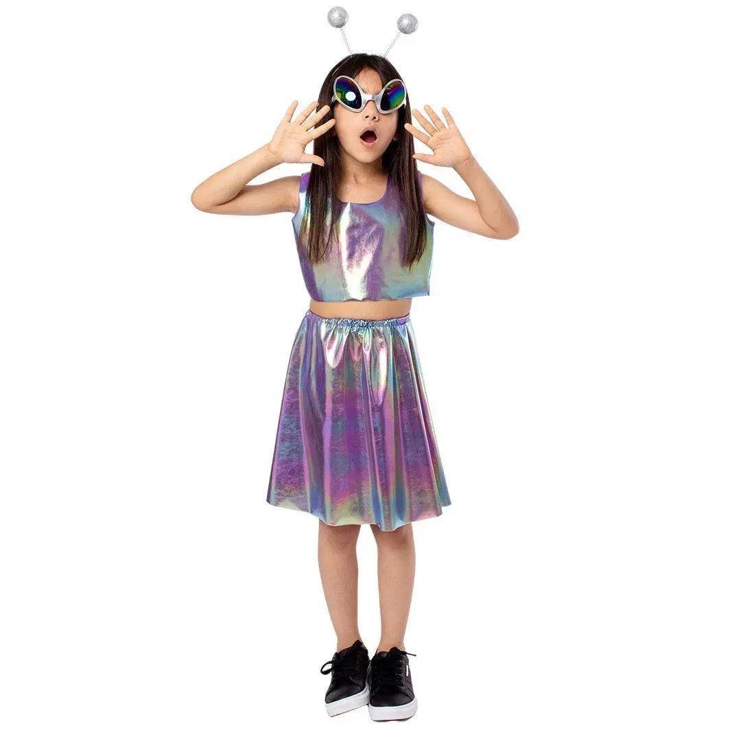 Kids Alien Role Play Costume Halloween Skirt Outfit for School Stage Performances - Ecosfun