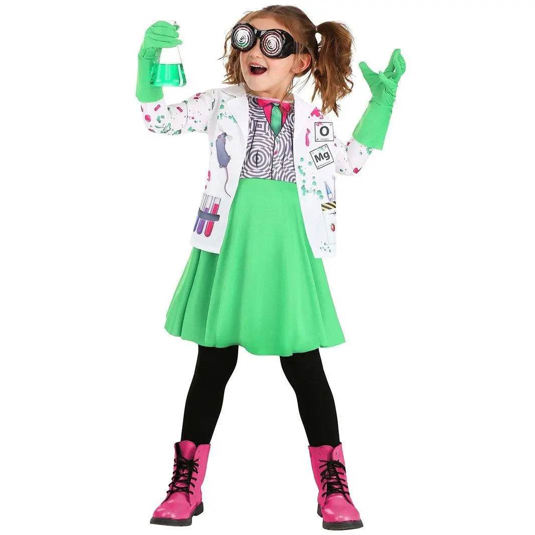 Kids Scientist Halloween Costume Funny Role Play Outfit for Girls' Stage Performances - Ecosfun