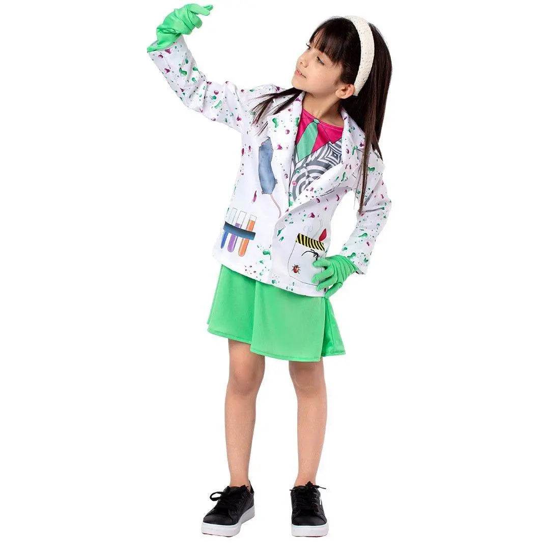 Kids Scientist Halloween Costume Funny Role Play Outfit for Girls' Stage Performances - Ecosfun